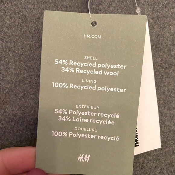 Mens H&M Wool Blend  Grey Peacoat - Picture 14 of 16